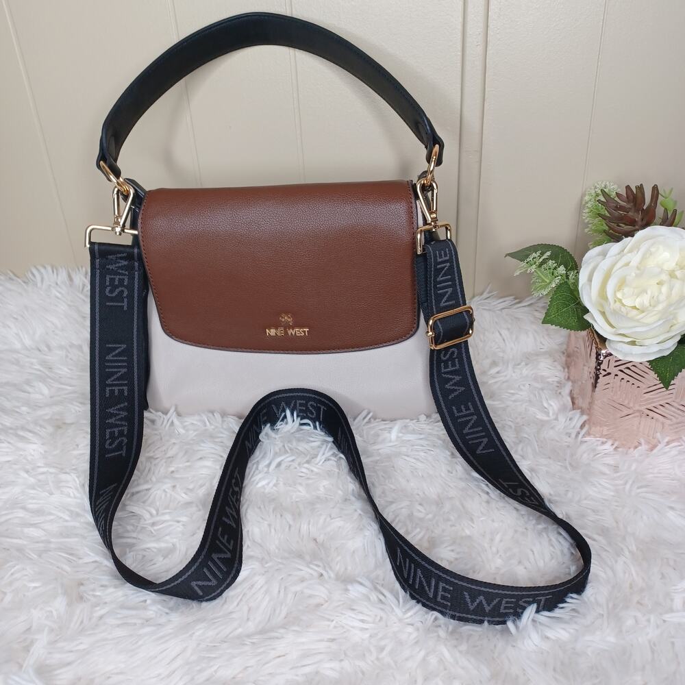 NINE WEST Brown, Black & Cram Crossbody Bag purse
